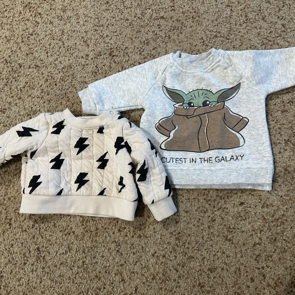 Baby Yoda Graphic and Lightning Print Sweatshirt